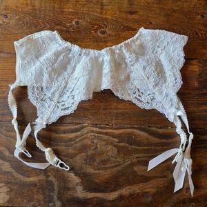 Vintage Victorias Secret Lace Garter Belt Ivory White Bows Lingerie Small‎